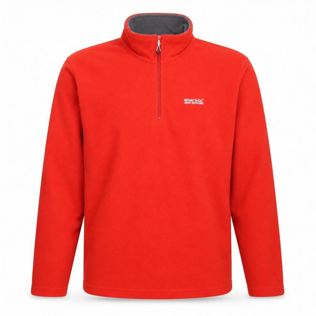 Front view of Regatta Men's Red Fleece 1/4 Zip Sweatshirt L