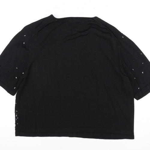 Viyella Women's Black Sequin Knit Top L