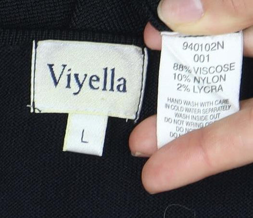 Viyella Women's Black Sequin Knit Top L