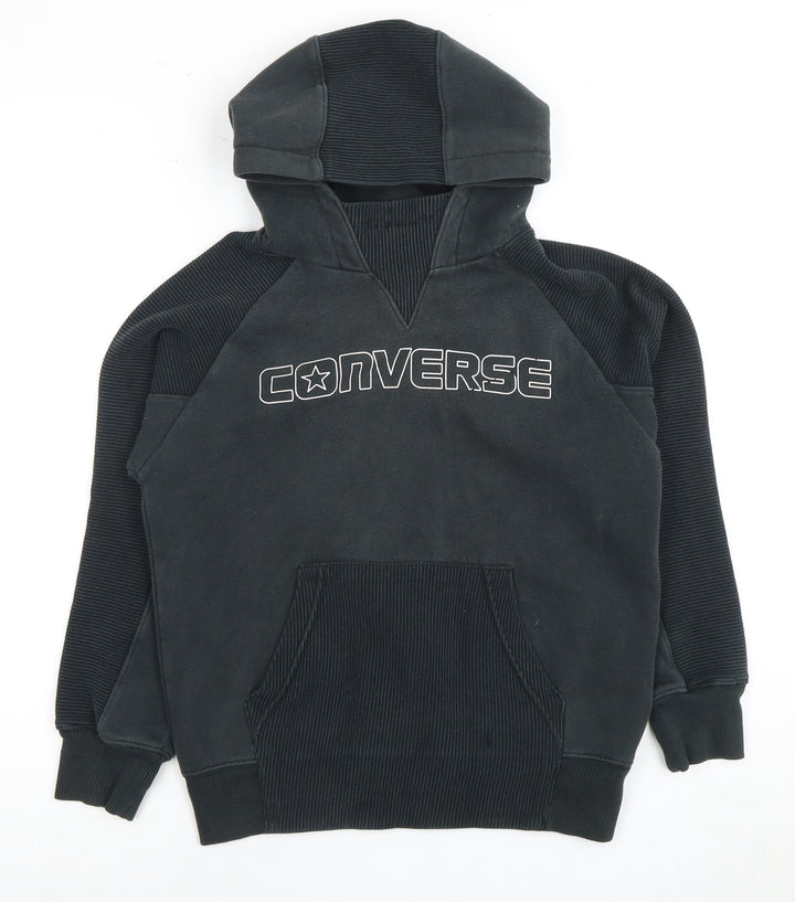 Converse Boys Black Pullover Hoodie, Logo Accent, Size L