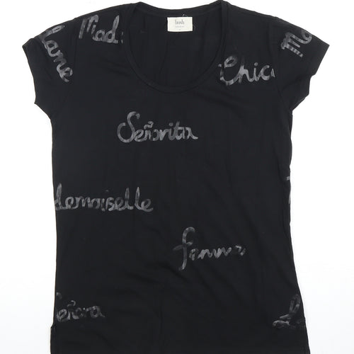 Hush Women's Black T-Shirt XS Round Neck Casual
