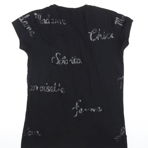Hush Women's Black T-Shirt XS Round Neck Casual