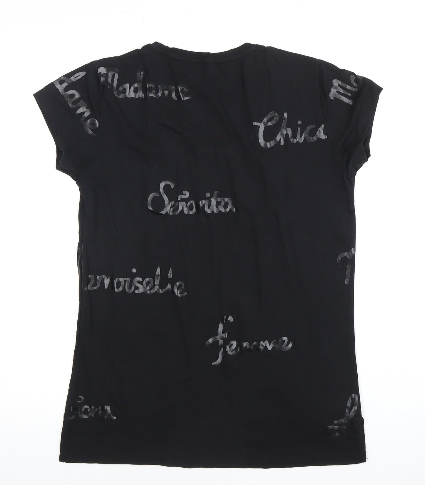 Hush Women's Black T-Shirt XS Round Neck Casual