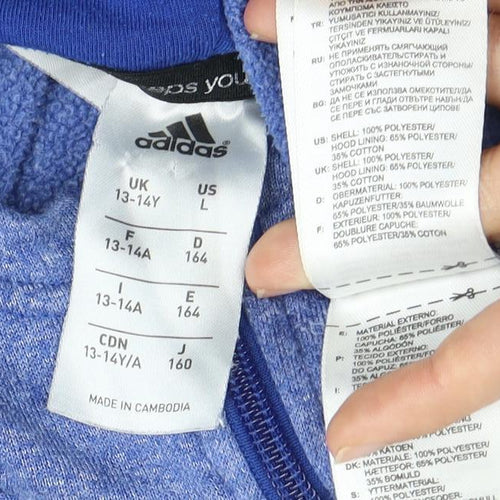 Adidas Boys Blue Full Zip Hoodie 13-14 Years