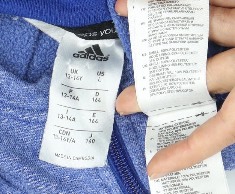 Adidas Boys Blue Full Zip Hoodie 13-14 Years
