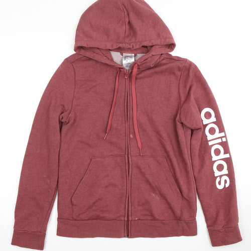 Adidas Women's Red Hoodie, M, Full Zip, Logo