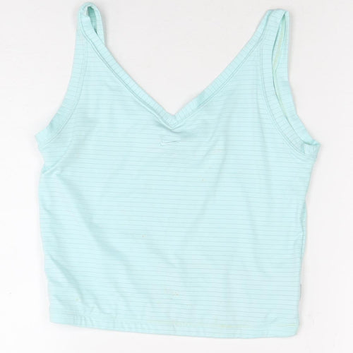 Nike Women's Blue Striped Tank Top - Size 10 Athletic