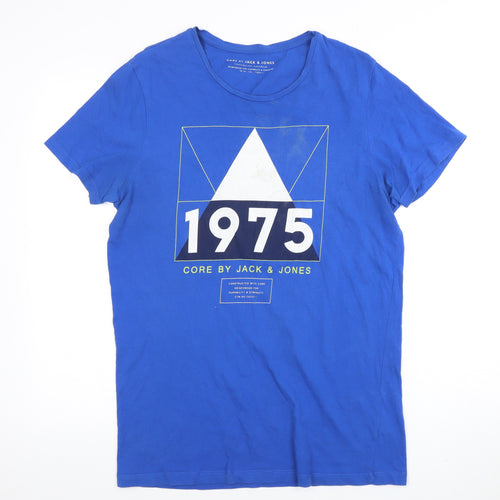 Jack & Jones Men's Blue Graphic Print T-Shirt L