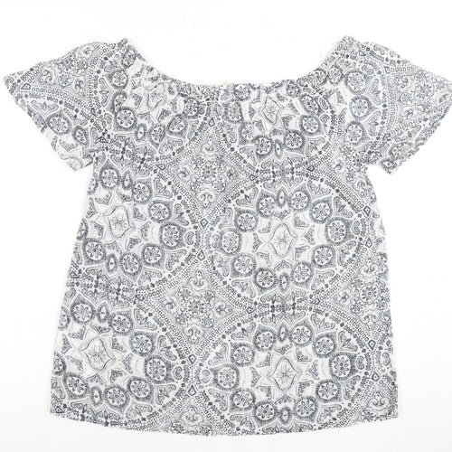 Fat Face Women's Off-Shoulder White Geometric Top