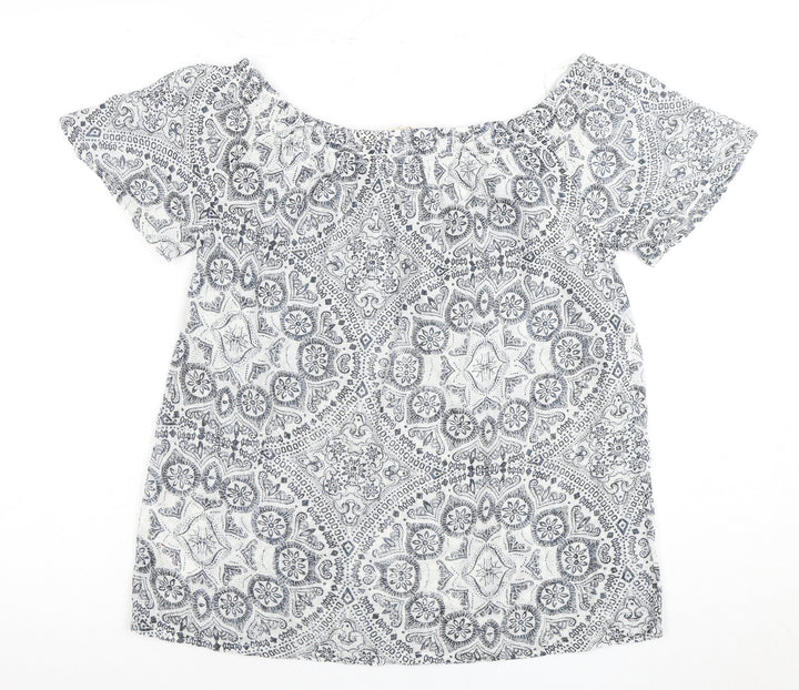 Fat Face Women's Off-Shoulder White Geometric Top