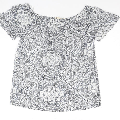 Fat Face Women's Off-Shoulder White Geometric Top