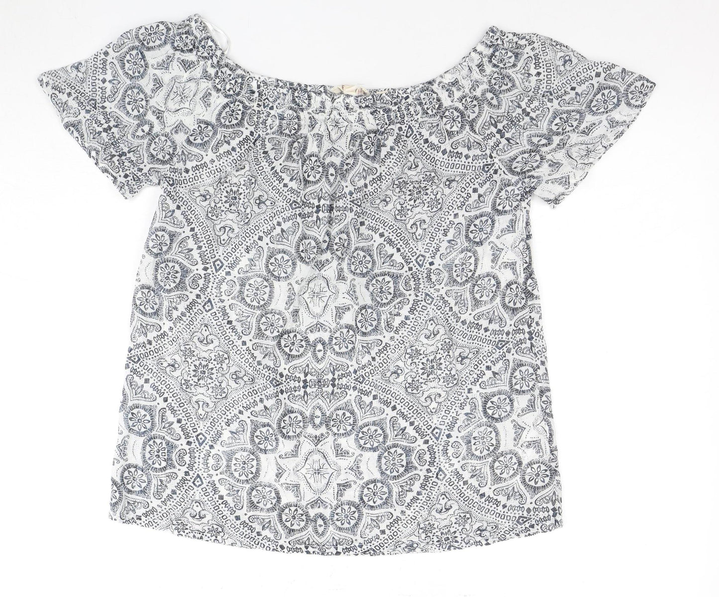 Fat Face Women's Off-Shoulder White Geometric Top