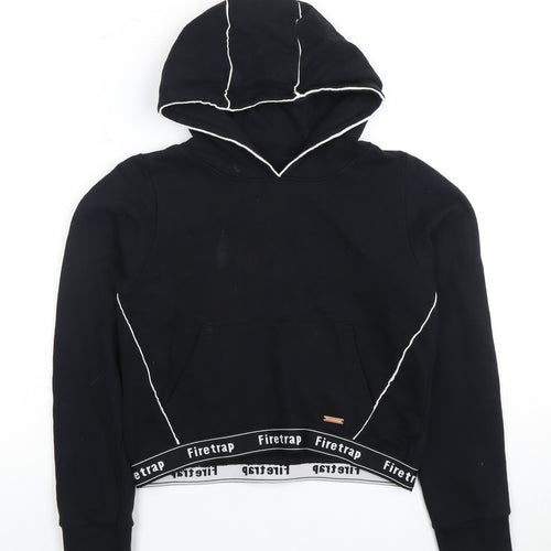 Firetrap Girls Black Pullover Hoodie 11-12 Years Logo Accent