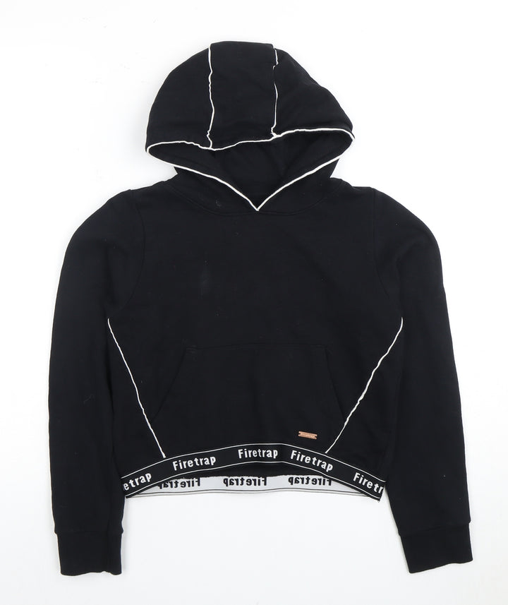 Firetrap Girls Black Pullover Hoodie 11-12 Years Logo Accent