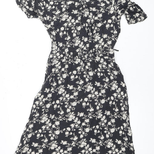 Fat Face Women's Black Floral Dress 8 Viscose