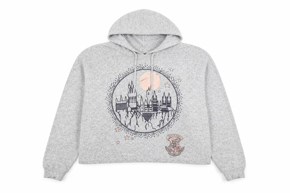 Front view of H. Potter Grey Women's Pullover Hoodie, size 6, 8