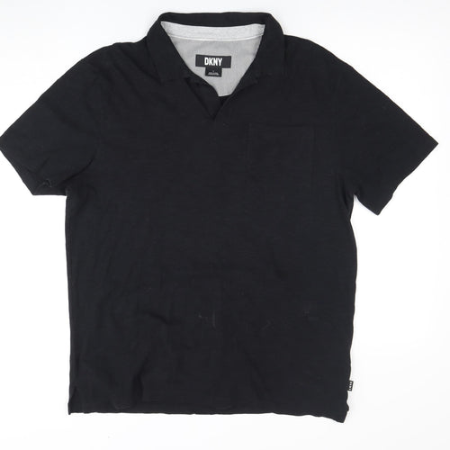 DKNY Men's Black Polo, Large, Casual Short Sleeve