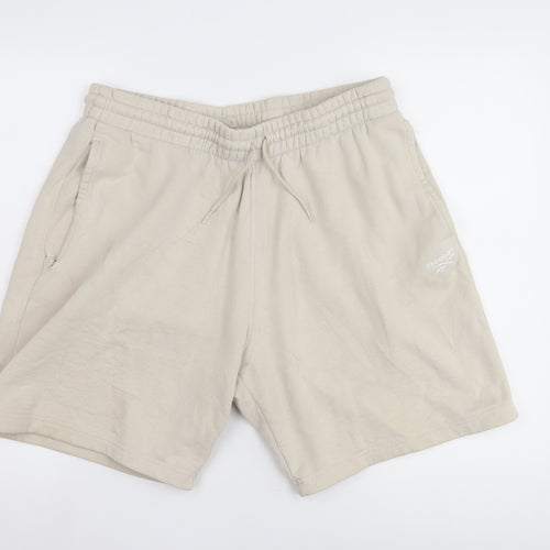 Reebok Men's Beige Sweat Shorts, Size L, Casual, Summer