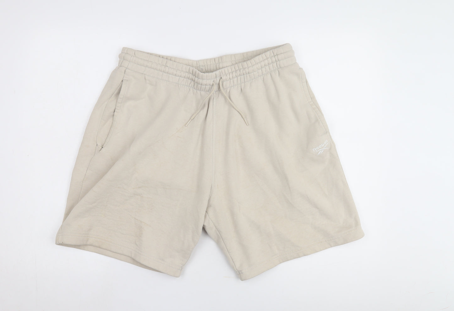 Reebok Men's Beige Sweat Shorts, Size L, Casual, Summer