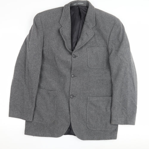 Quo Men's Grey Wool Blazer, Size 40, Formal Wear