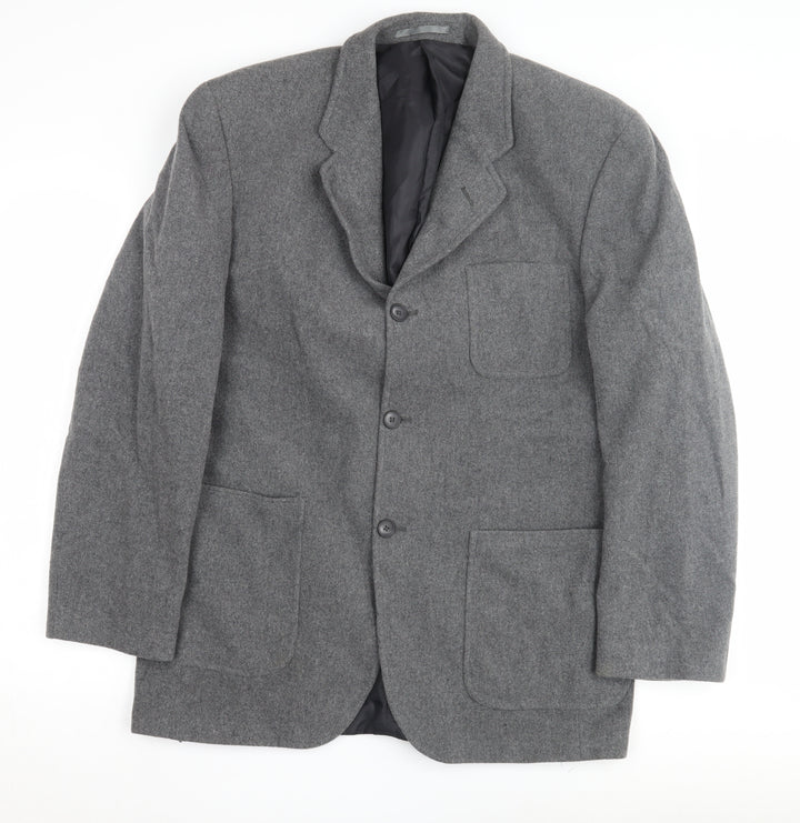 Quo Men's Grey Wool Blazer, Size 40, Formal Wear