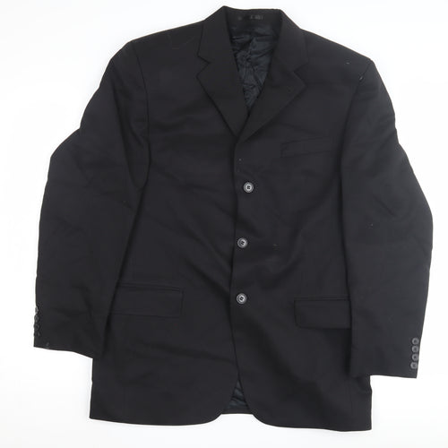 Moss Bros Men's Black Wool Blazer, Size 40R, Formal
