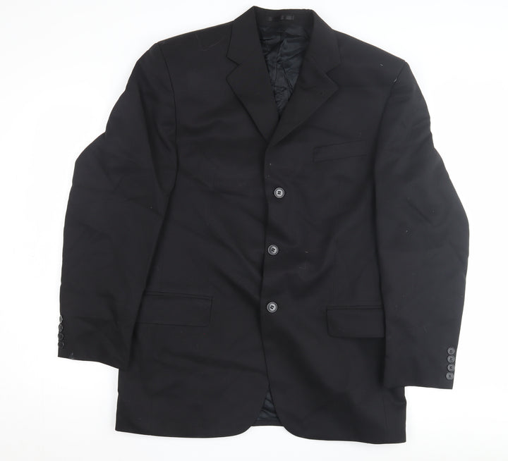 Moss Bros Men's Black Wool Blazer, Size 40R, Formal