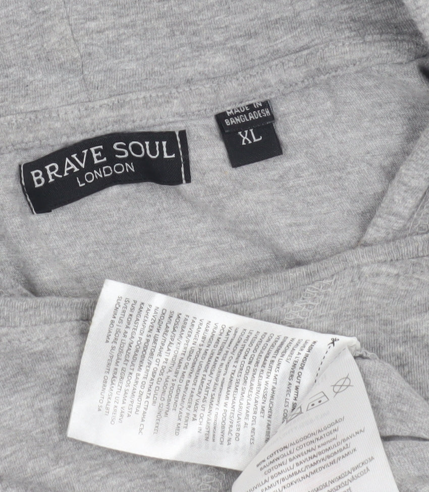 Brave Soul Men's Grey XL Pullover Hoodie