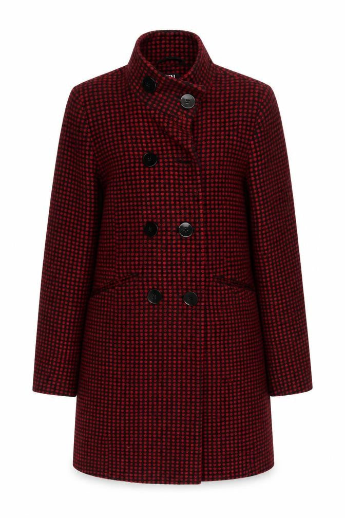 Front view of Debenhams Women's Red Checked Pea Coat, size 10