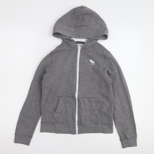 Abercrombie Kids Boys Grey Full Zip Hoodie, Size 11-12