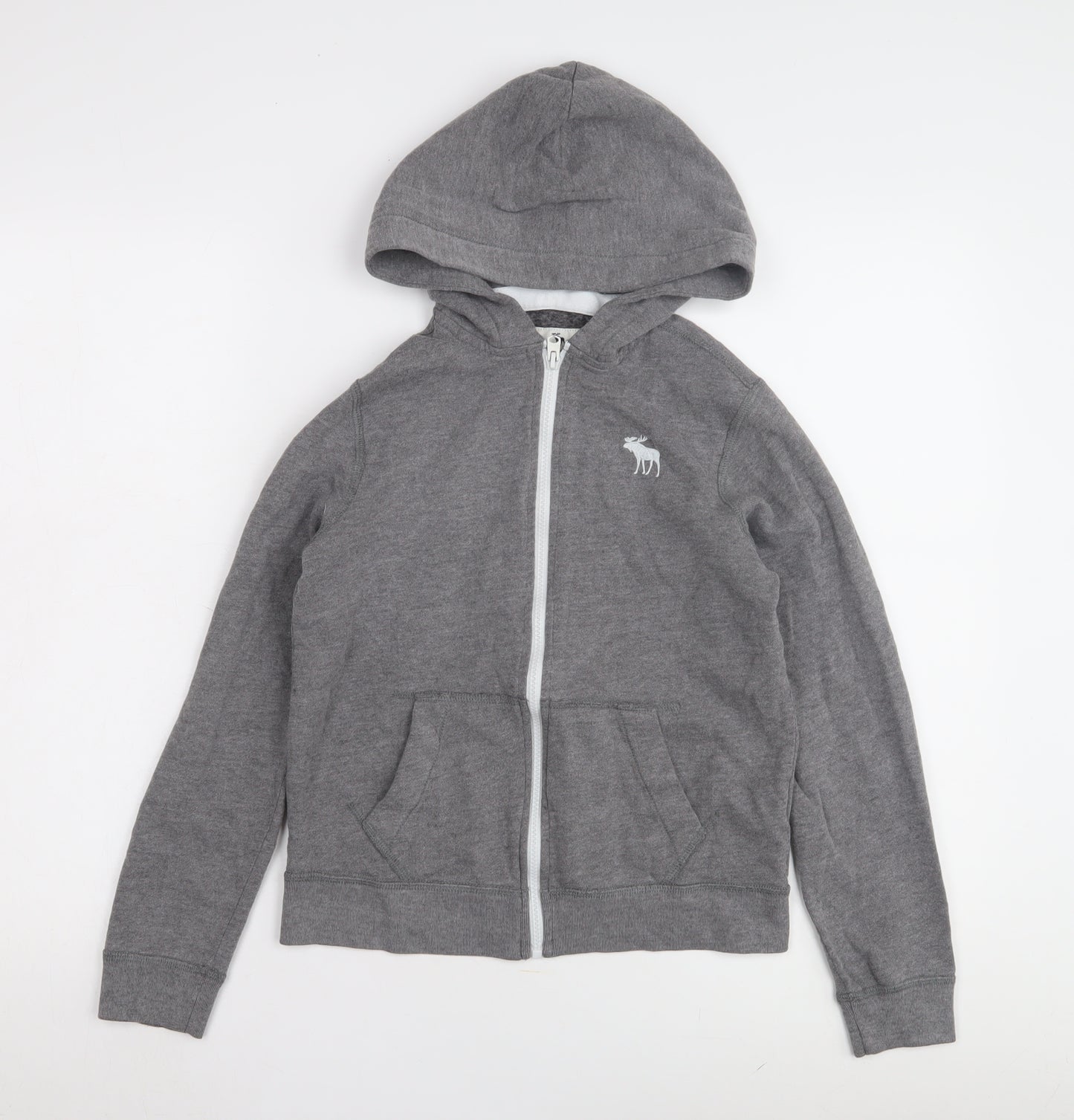 Abercrombie Kids Boys Grey Full Zip Hoodie, Size 11-12