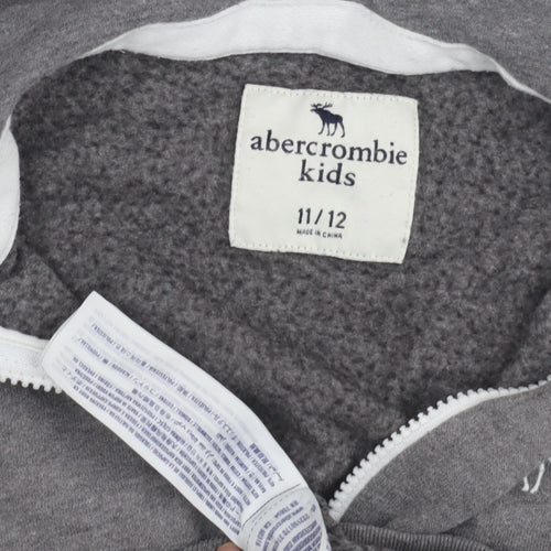Abercrombie Kids Boys Grey Full Zip Hoodie, Size 11-12