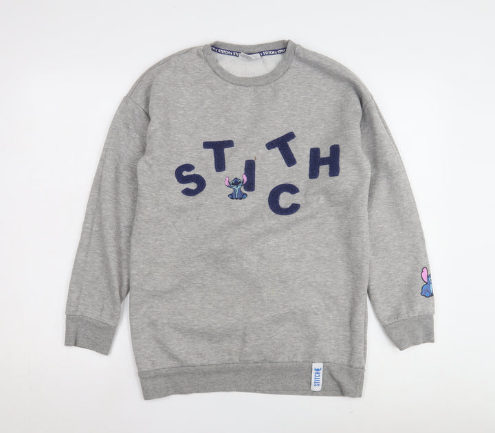 Disney Women's Grey Stitch Sweatshirt, Size S, Casual