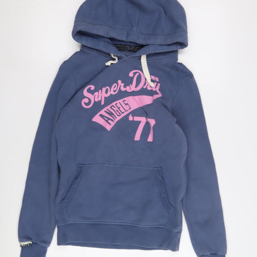Superdry Women's Blue Pullover Hoodie, S, Logo Accents