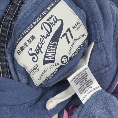Superdry Women's Blue Pullover Hoodie, S, Logo Accents
