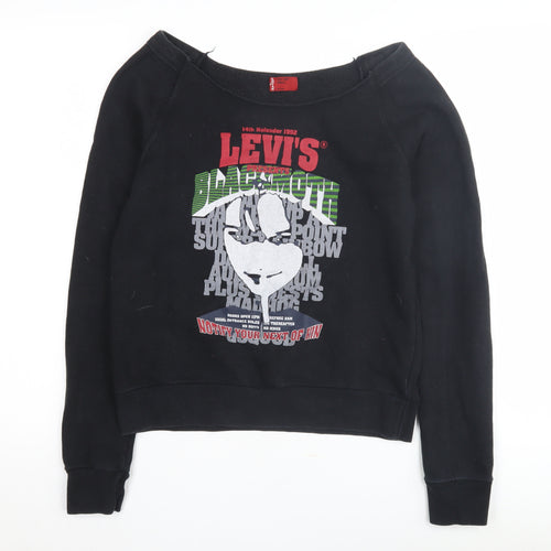 Levi's Women Black S Sweatshirt Boat Neck
