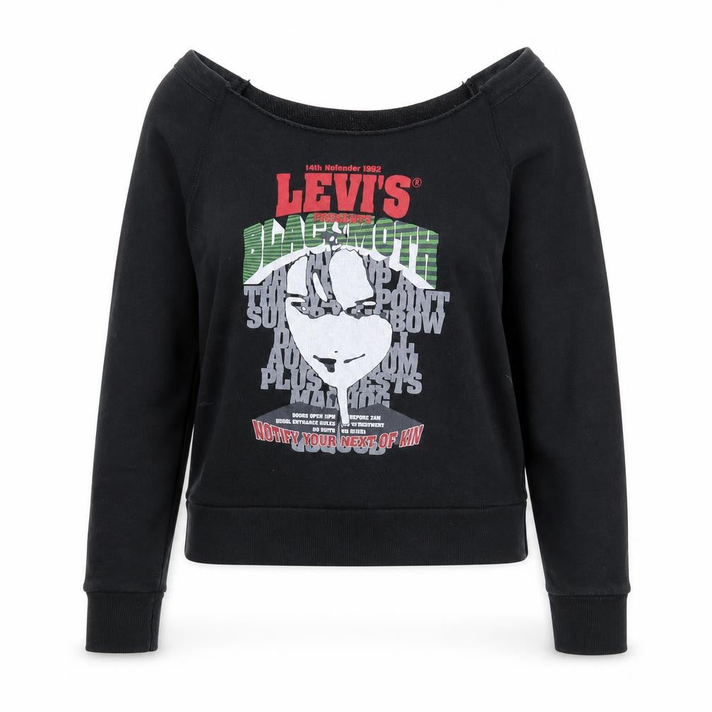 Front view of Levi's Women Black S Sweatshirt Boat Neck