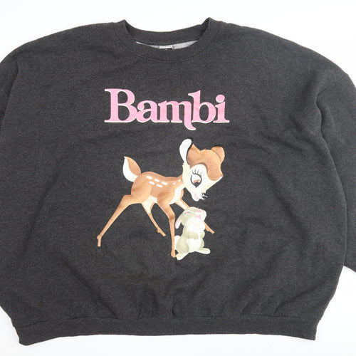 Disney George Bambi Unisex Black Pullover Sweatshirt Size 24