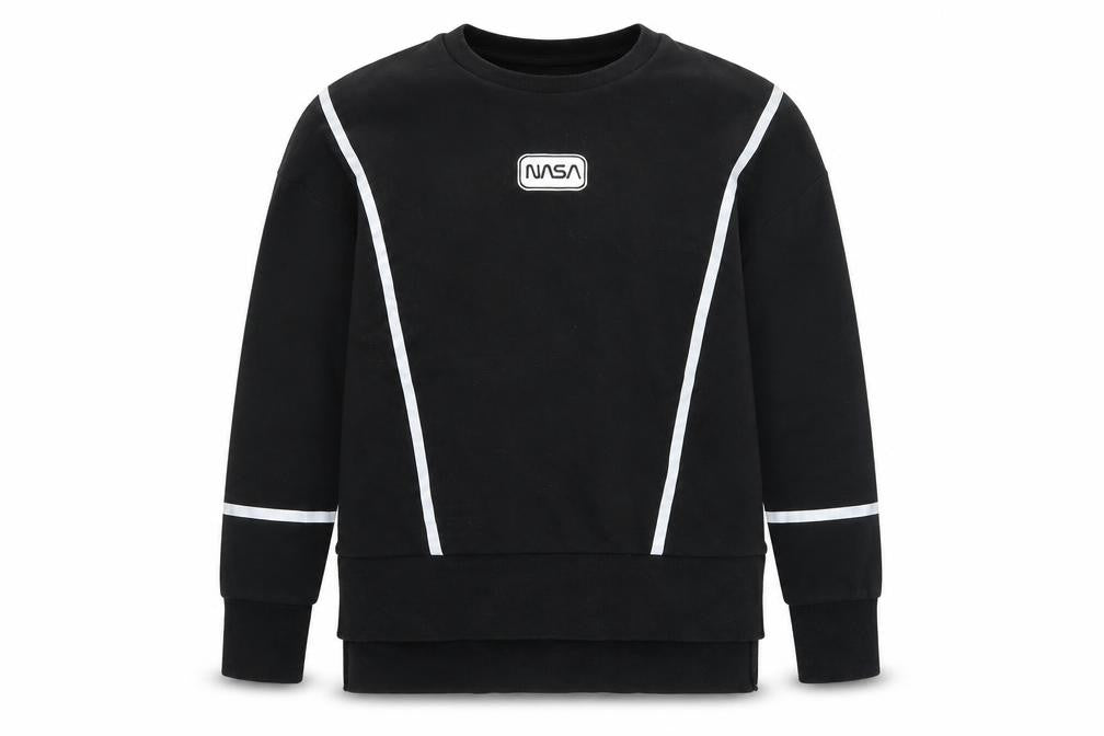Front view of NASA unisex black xs pullover sweatshirt