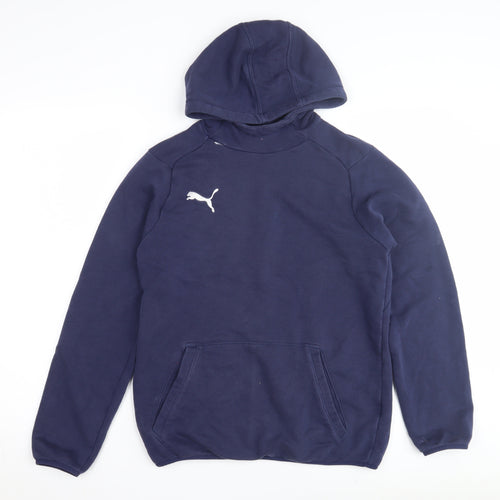 Puma Boys Blue Pullover Hoodie, Size 14-16, Logo Sportswear