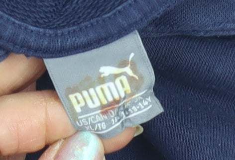 Puma Boys Blue Pullover Hoodie, Size 14-16, Logo Sportswear