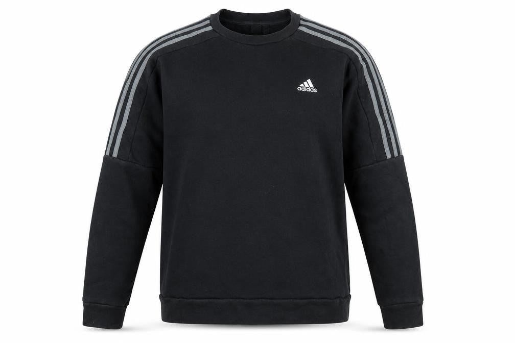 Front view of Adidas Men's Black Pullover Sweatshirt, Logo, size M