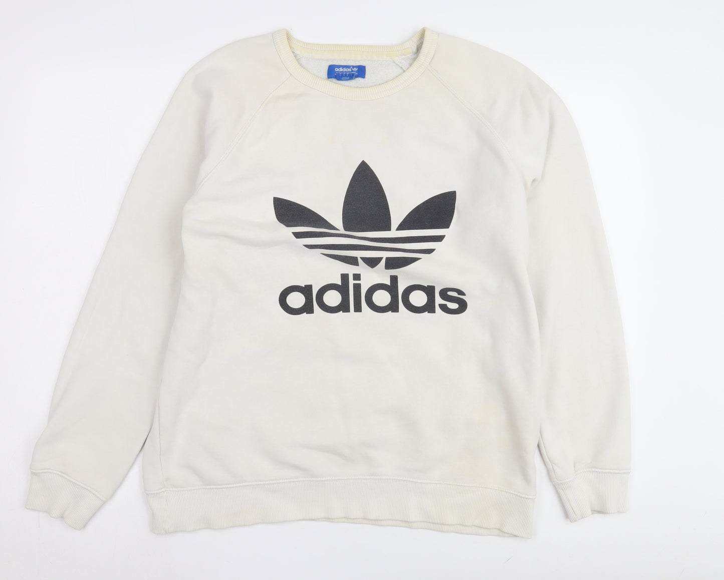 Adidas Men's Ivory Pullover Sweatshirt L Logo