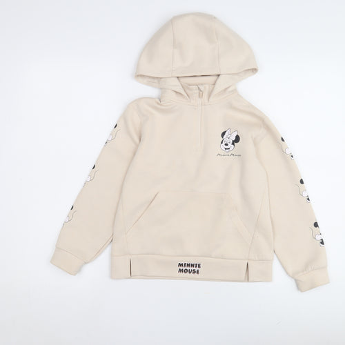 Zara Girls Beige Minnie Mouse Hoodie Size 8 Years