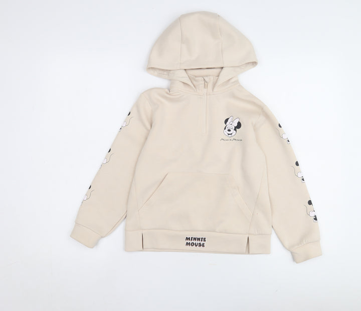 Zara Girls Beige Minnie Mouse Hoodie Size 8 Years