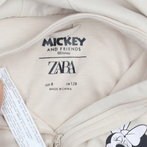 Zara Girls Beige Minnie Mouse Hoodie Size 8 Years