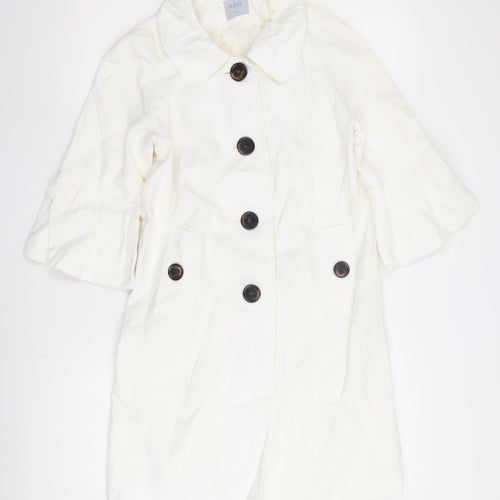 Oasis Women's White Mid-Length Coat Size 10
