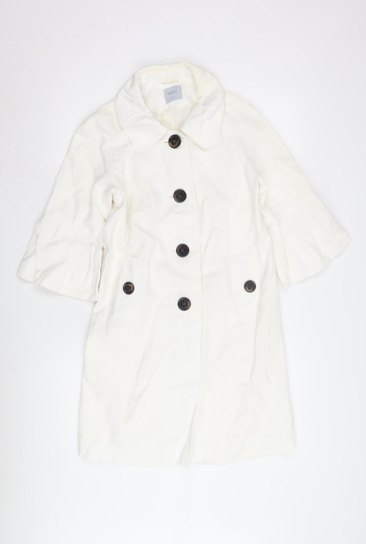 Oasis Women's White Mid-Length Coat Size 10