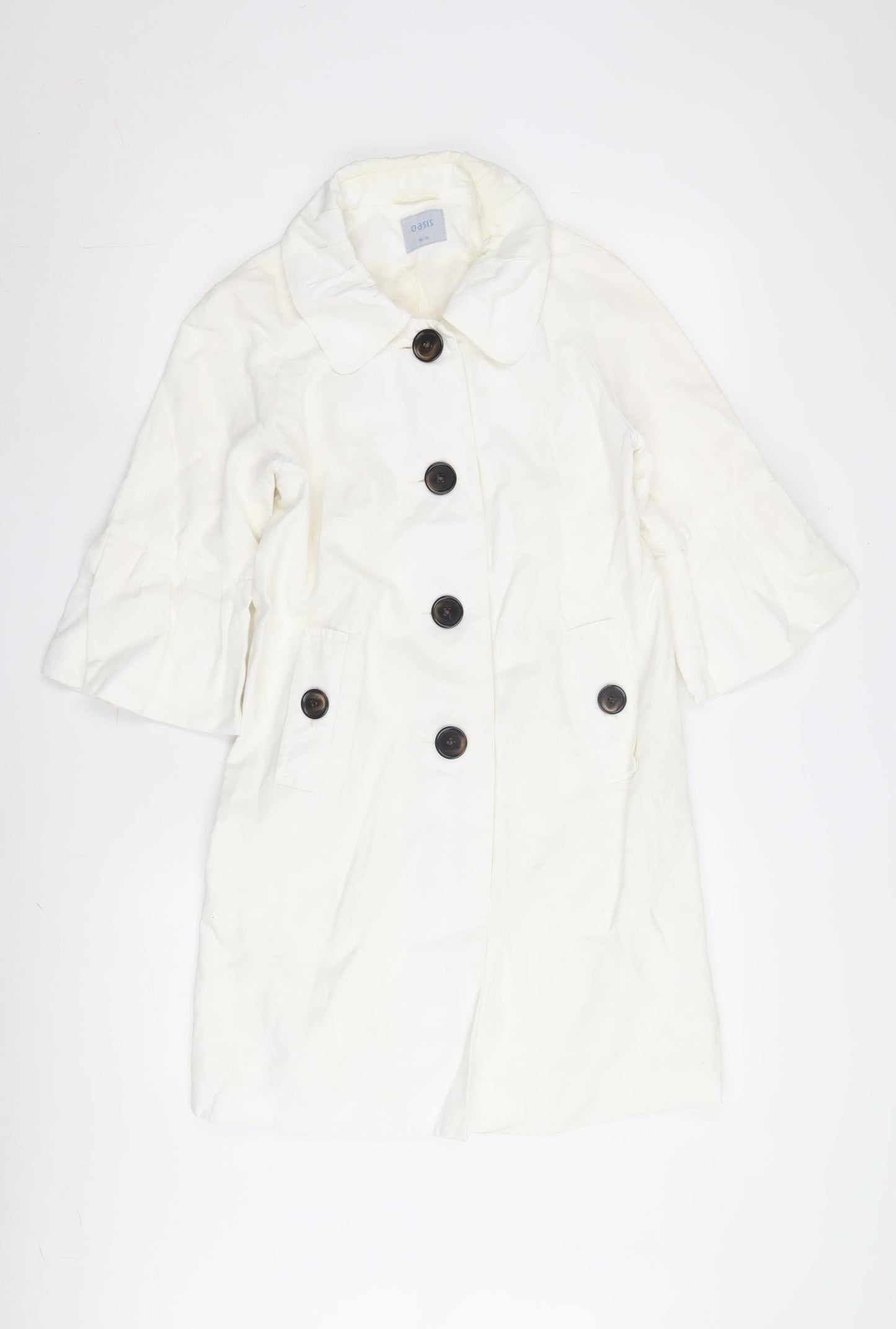 Oasis Women's White Mid-Length Coat Size 10