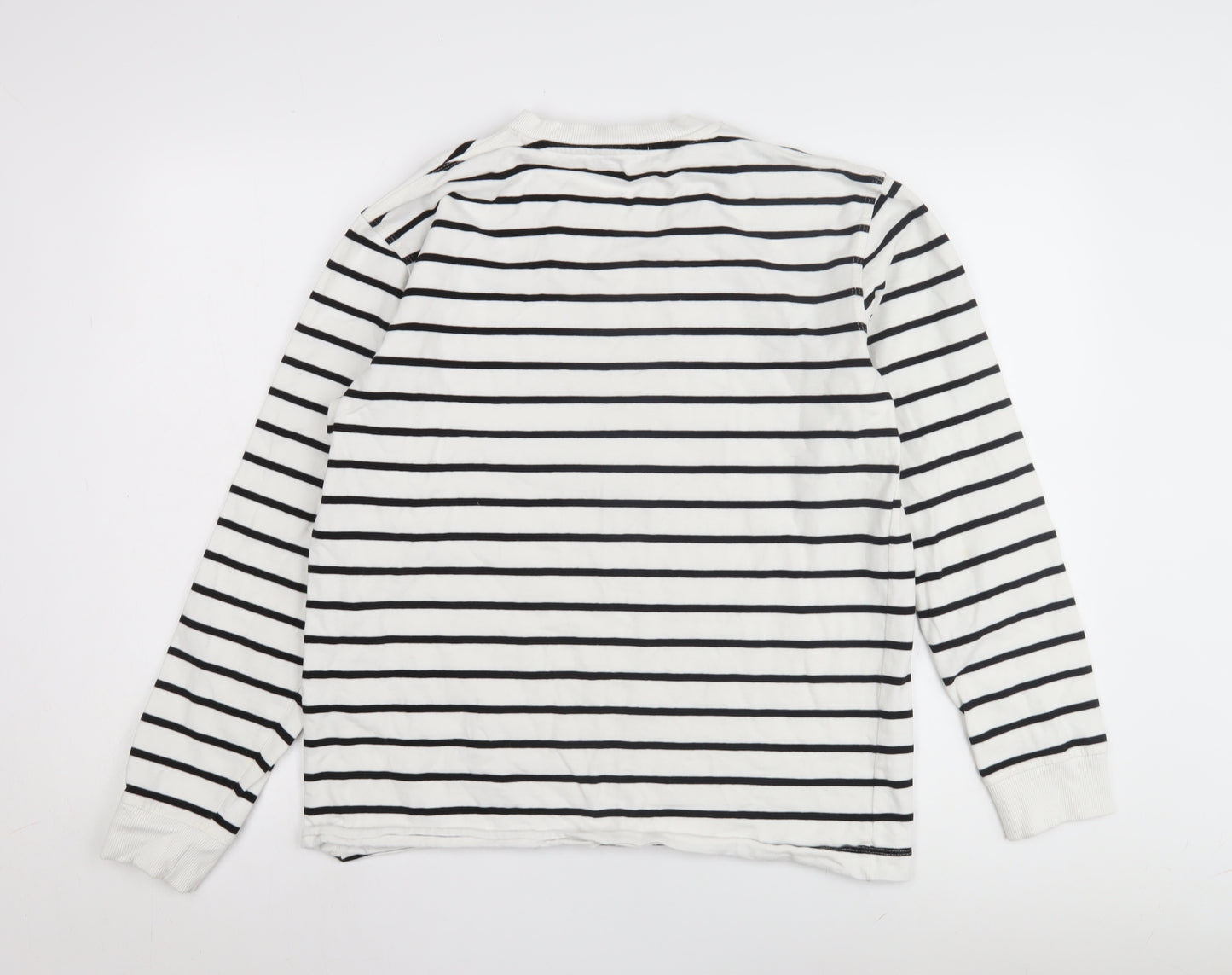 Zara Unisex White Striped Pullover Sweatshirt, Size L
